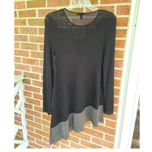 Eileen Fisher Asymmetrical tunic  Top black gray - Picture 2 of 9